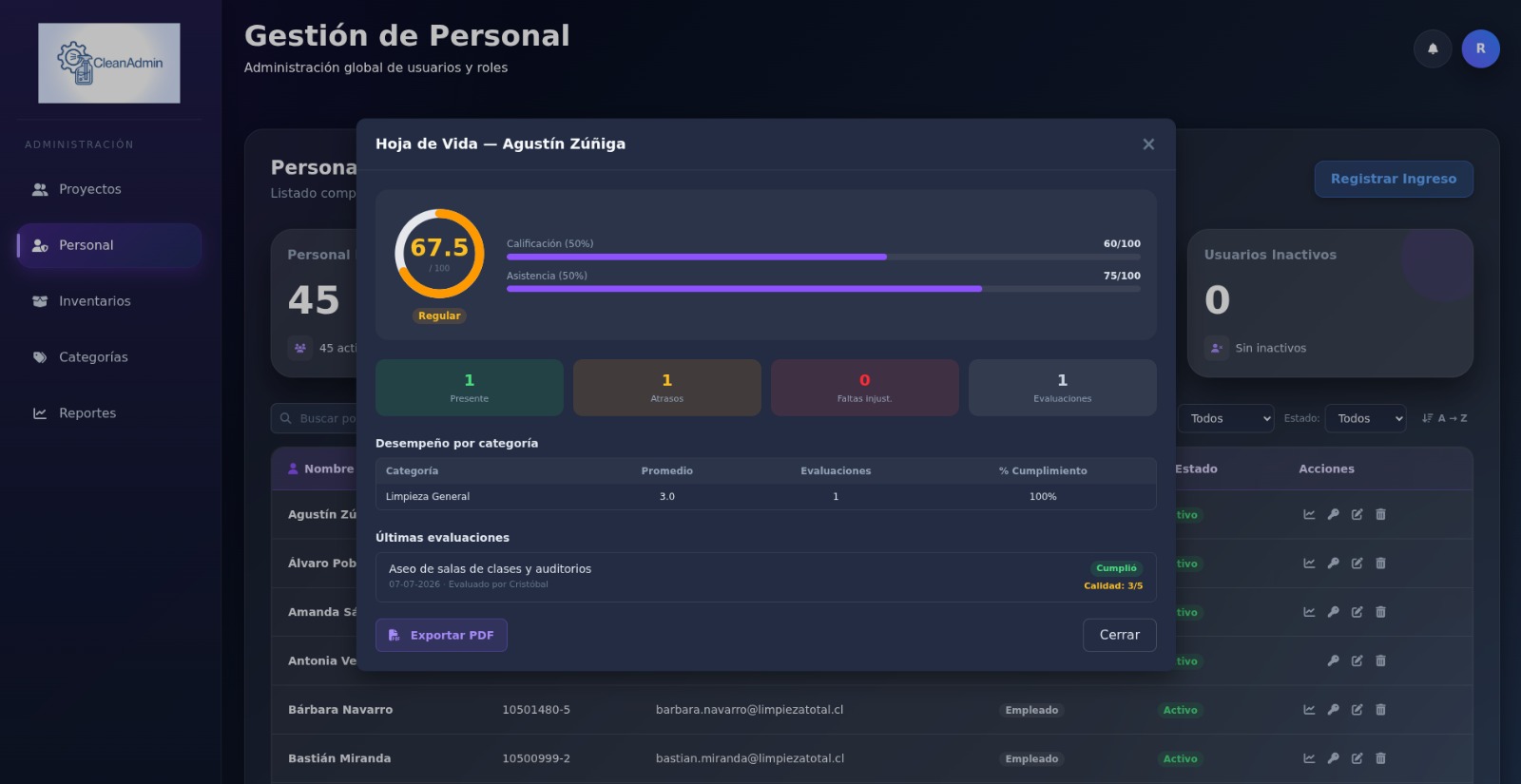 Clean Admin